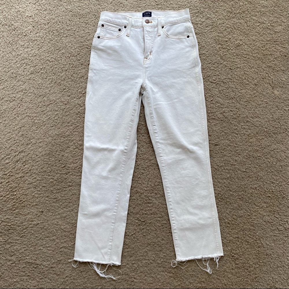 J Crew High Rise White Straight Leg Jeans, Size 25